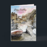 För Friend på Birthday Staithes England Watercolor Kort<br><div class="desc">Skicka dina meddelanden med det här exekutiva hälsningskortet som skildrar vattenfärgsmålning av mig själv, Farida Greenfield. Intrång i kortet är en lovande detaljerad beskrivning av den traditionella fiskesamhället Staithes i North Yorkshire i England. Hösten andas liv in kvaint stenhus, mysiga bomber och ödmjuka båtar som tillför karaktär och värme till...</div>