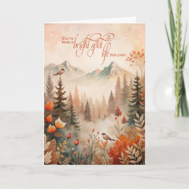 for Friend Sentimental Autumn Mountain Pines Helgkort