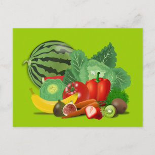  för frisk_Vector_Clipart FRUITS VEGETABLES Vykort