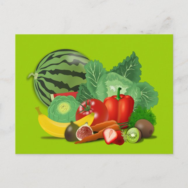  för frisk_Vector_Clipart FRUITS VEGETABLES Vykort (Framsida)