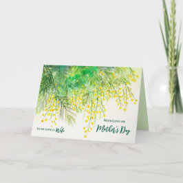 För fru på Mors dag Anpassningsbar Gult Mimosa Kort