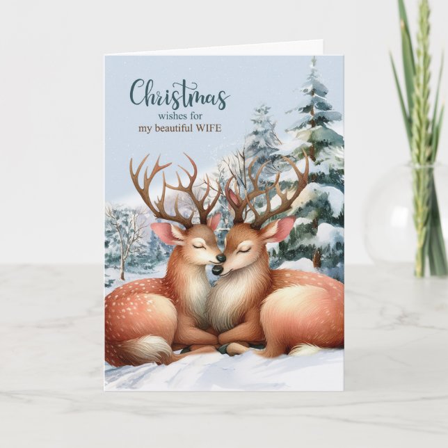 För frun på Romantic Reindeer jul Helgkort (Framsida)