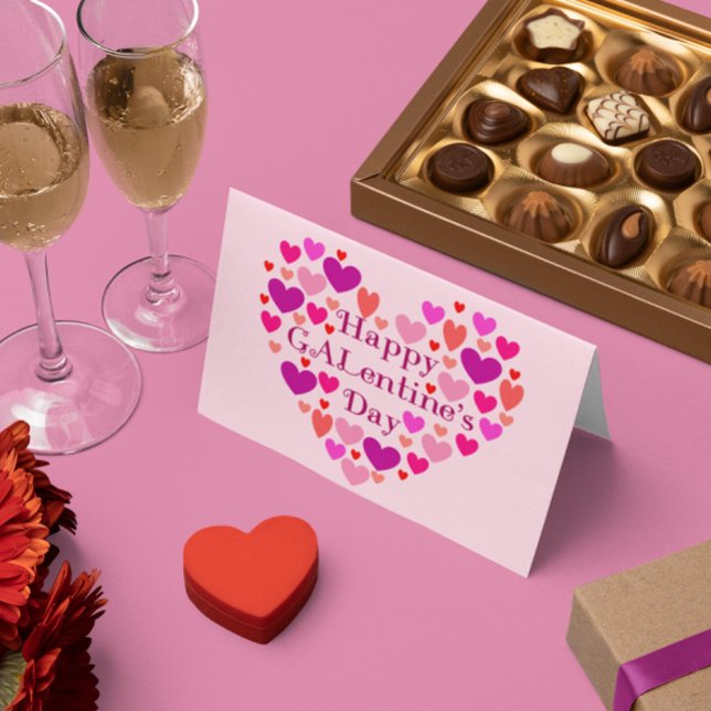 För GALentines för rosa hjärtor lycklig valentin Helgkort (Skapare uppladdad)