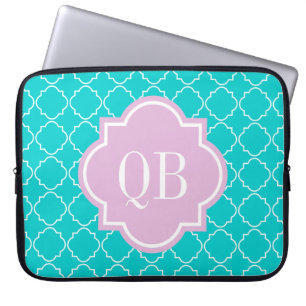 För gallermonogram för turkos moroccan laptop sleeve