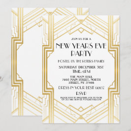för Gatsby för 20-talnyårsaftoninbjudan guld party Inbjudningar
