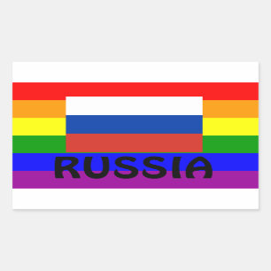För gay prideflagga för LGBT Russian* klistermä Rektangulärt Klistermärke