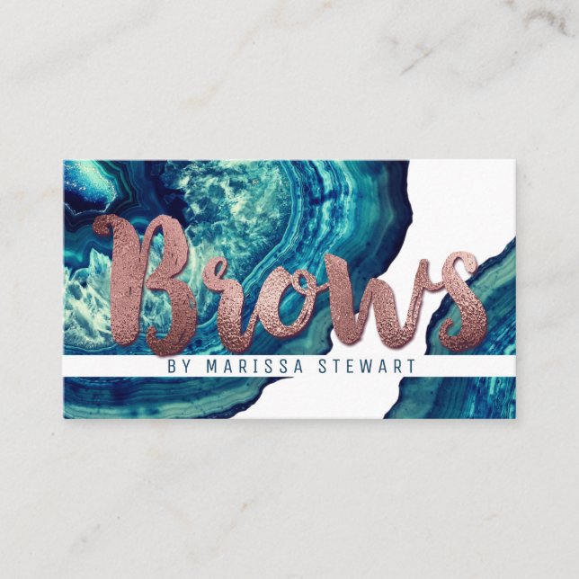 För Geode för blåttkrickaAgate rosa guld- krön Visitkort (Framsida)