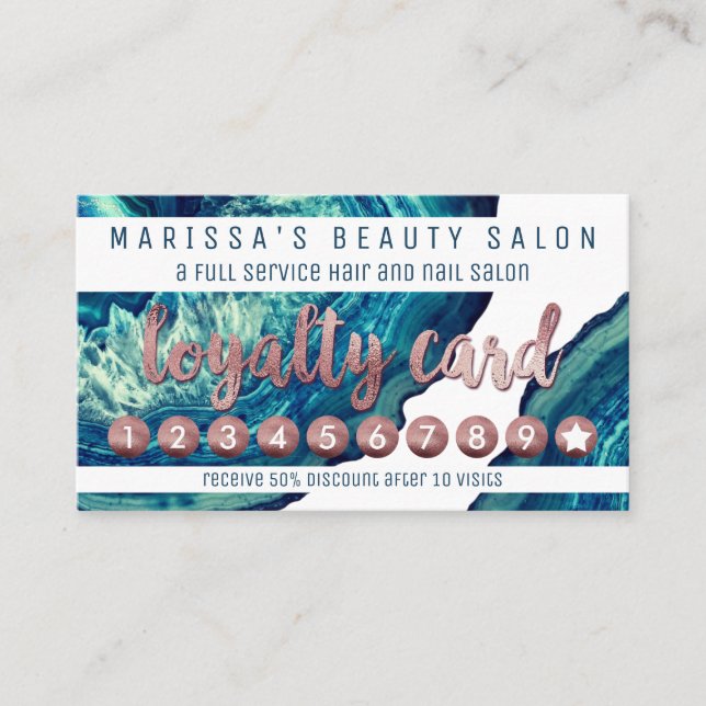 För Geode för blåttkrickaAgate rosa guld- Lojalitetskort (Framsida)