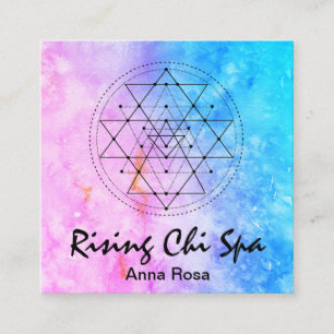 För geometriReiki för *~* sakral vattenfärg Yoga Fyrkantigt Visitkort