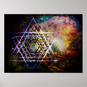 För geometrisymbol för Hexagram sakral hexagram Poster