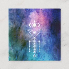 För geometrivattenfärg för *~* Aztec stam- sakral Fyrkantigt Visitkort