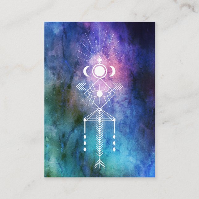 För geometrivattenfärg för *~* stam- sakral Shaman Visitkort (Framsida)