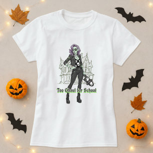 för Ghoul för School Halloween Tee; Ghoul Girl T Shirt