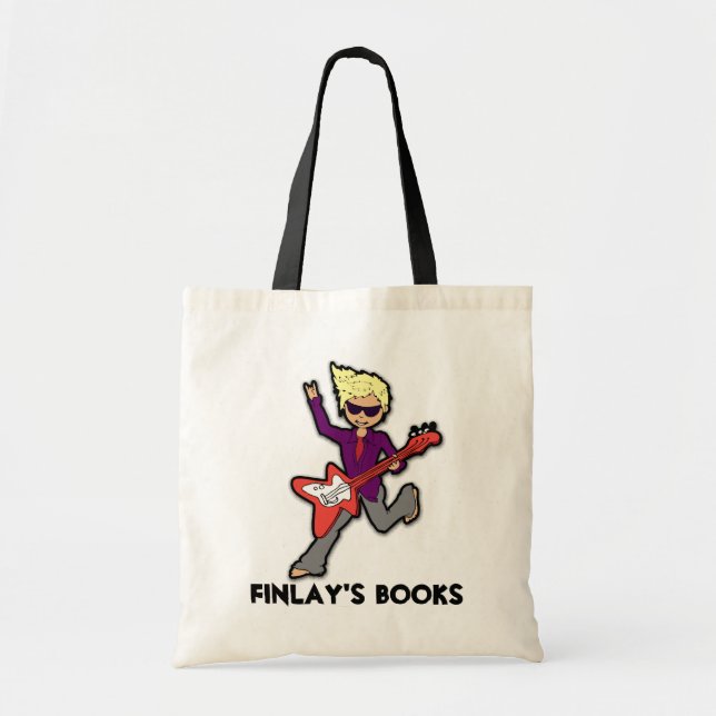 För gitarrbibliotek för pojkar hänger lös den tygkasse (Framsidan)