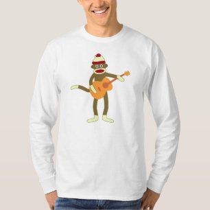 För gitarrlångärmad för sock monkey akustisk t-shirt