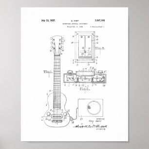 För gitarruppsamling för Hart elektriskt patent Poster