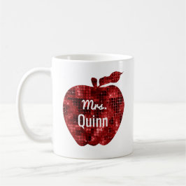 För Glam röd Apple FauxSequin för lärare personlig Kaffemugg