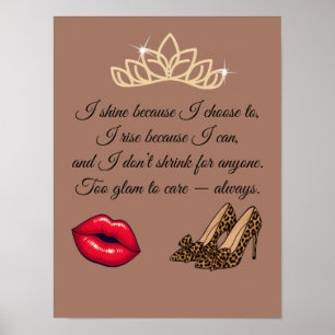 För glamourös för att bry sig – Chic Citat Poster