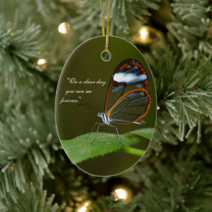 För Glasswing "på för en klar dag" design fjäril Julgransprydnad Keramik