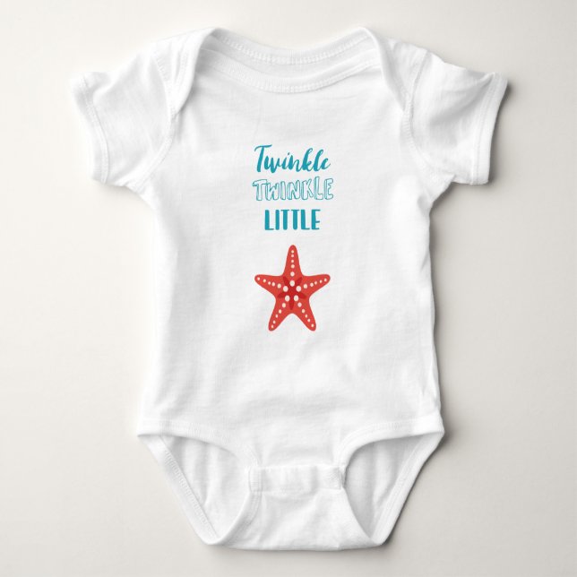 För glimt nautiska stjärnablått & korall lite t shirt (Framsida)