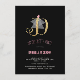 För glitterBachelorette för Monogram guld- Inbjudningar