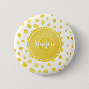 För glittercheetah för chic faux guld- monogram knapp