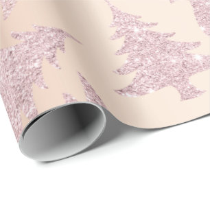 För glitterjulgran för elegant rosa guld- mönst presentpapper