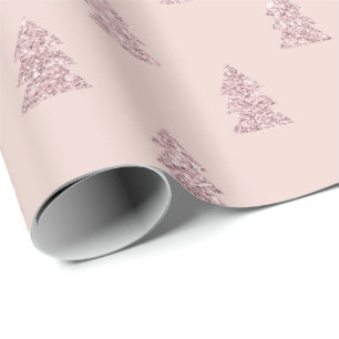 För glitterjulgran för elegant rosa guld- mönst presentpapper