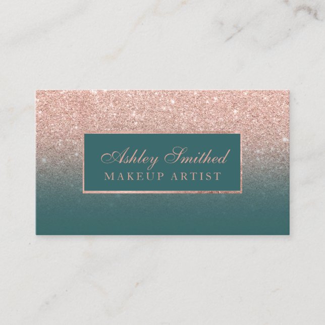 För glitterkricka för modern faux rosa guld- visitkort (Framsida)