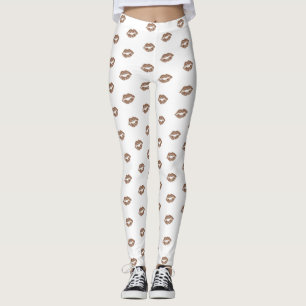 För glitterläppar för flickaktigt chic Faux guld- Leggings