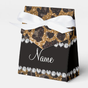 För glitterleopard för anpassningsbar känt guld presentaskar