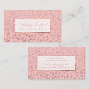 För glitterleopard för modern faux rosa guld- visitkort
