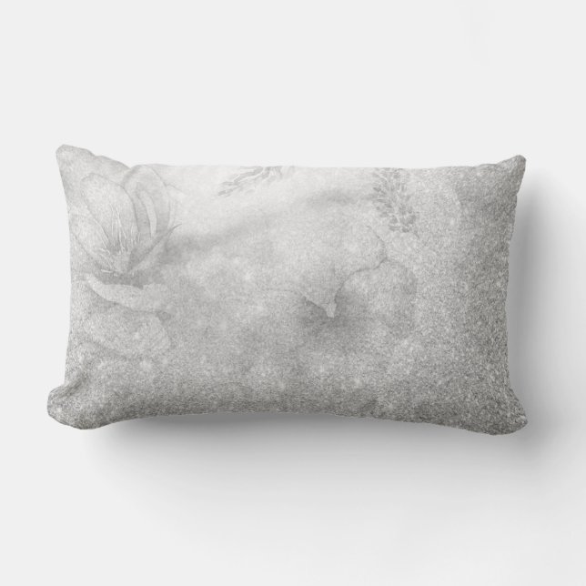 För glitterneutralt för *~* blom- grå färg för lumbarkudde (Framsida)