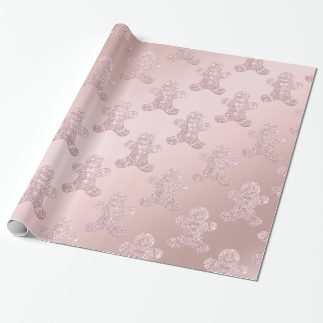 För glitterpepparkaksgubbe för elegant rosa guld- presentpapper (Utrullad)