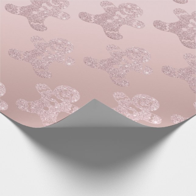 För glitterpepparkaksgubbe för elegant rosa guld- presentpapper (Hörn)