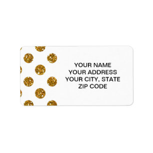 För glitterpolka dots för Faux guld- mönster p Adressetikett