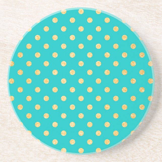 För glitterpolka dots för turkos guld- mönster underlägg sandsten (Framsidan)