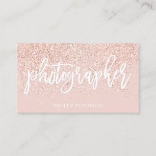 för glitterrodnad för fotograf rosa guld- rosor visitkort