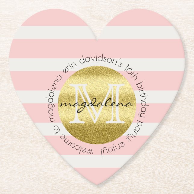 För glitterrodnad för moderiktig Monogram guld- Underlägg Papper (Framsida)