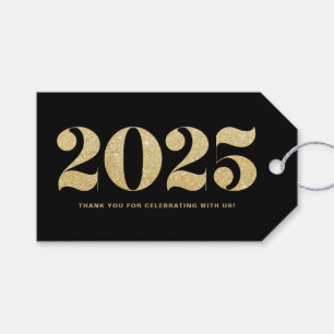 För glittertypografi för Faux guld- gott nytt å Presentetikett