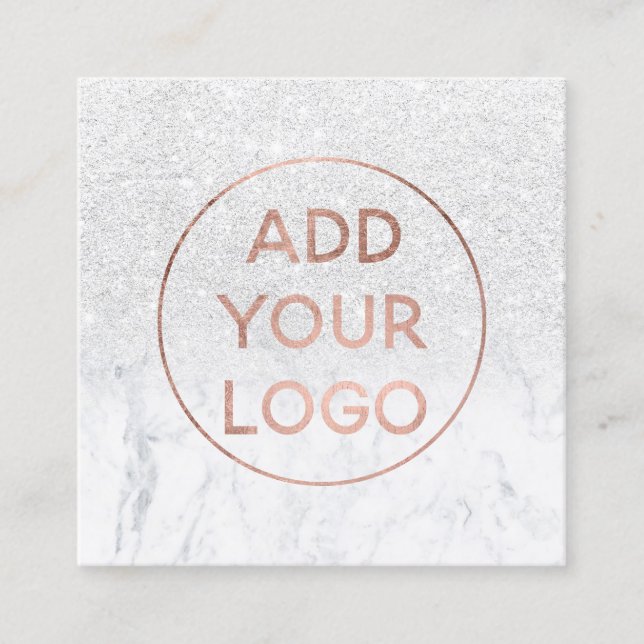 För glittervit för beställnings- logotyp modern fyrkantigt visitkort (Framsida)