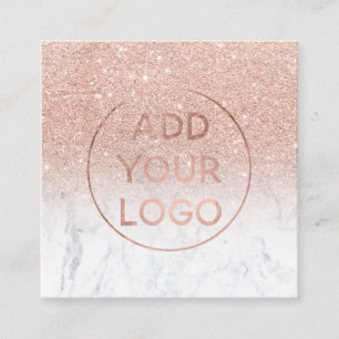 För glittervit för beställnings- logotyp modern fyrkantigt visitkort