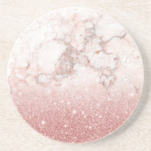 För glittervit för elegant Faux rosa guld- marmo Underlägg
