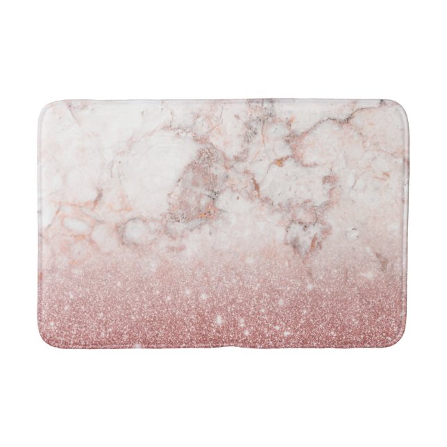 För glittervit för elegant Faux rosa guld- marmor Badrumsmatta (Framsidan)
