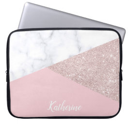 För glittervit för elegant flickaktigt rosa guld- laptop sleeve