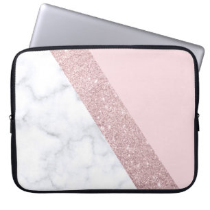 för glittervit för elegant flickaktigt rosa guld laptop sleeve