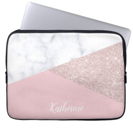 För glittervit för elegant flickaktigt rosa guld- laptop sleeve