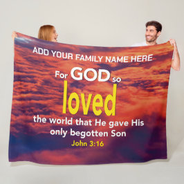 FÖR GOD SÅ FÖRLORADE VÄRLDENS kristna bibelfamilj Fleecefilt