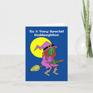 För Goddotter Cute Tecknad Witch Halloween Helgkort