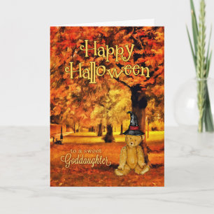 för Goddotter på Halloween Nalle Witch Kort